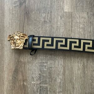Versace Black and Gold Greek Key Men's Belt